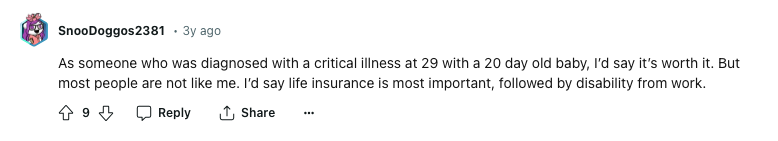 Is critical illness insurance worth it answer - Reddit